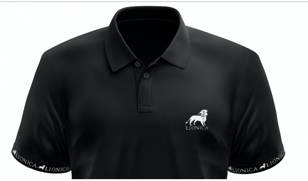 Boutique Lion - Lionica t-shirt à col polo noir imprimé blanc